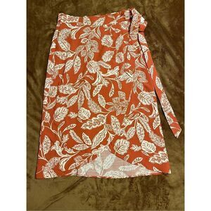 Ann Taylor Factory Women's Size 2 Brown White Floral Tulip Hem Skirt Beach